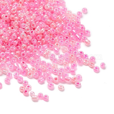ガラスシードビーズ  セイロン  ラウンド  ショッキングピンク  2~2.5x1.5~2mm  穴：0.8mm  約50000個/500g&nbsp;SEED-XCP0001-23A-1