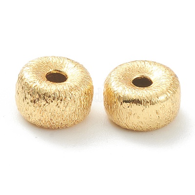 真鍮ビーズ  長持ちメッキ  フラットラウンド  18KGP本金メッキ  6x4mm  穴：1.2mm&nbsp;KK-P198-04A-G-1