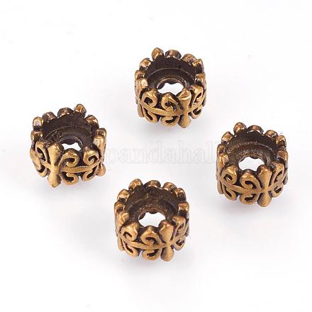 真鍮ビーズ  ニッケルフリー  コラム  ブラッシングアンティークブロンズ  7x5mm  穴：2.5mm&nbsp;KK-K176-26AB-1