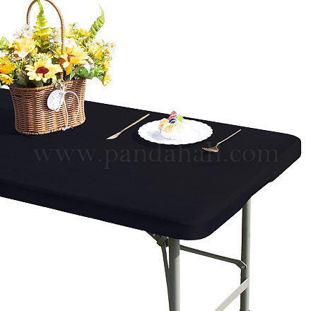 ポリエステルテーブルクロス  家の装飾用  長方形  ブラック  1200x750x0.5mm&nbsp;AJEW-GF0013-22A-04-1