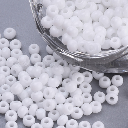 ベーキングペイント ガラスシードビーズ 8/0個 ラウンド ホワイト 3x1.5~3mm 穴:1mm 約10000個/袋 約450 G /袋 SEED-Q025-3mm-L33-1