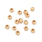 Brass Beads, Round, Rack Plating, Long-Lasting Plated, Lead Free & Cadmium Free, Real 14K Gold Plated, 4x3mm, Hole: 1.8mm