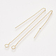 真鍮製スタッドピアスパーツ  アメリカンピアス  カン付き  18KGP本金メッキ  105x0.7mm  穴：3mm  ピン：0.8mm&nbsp;KK-S348-410G-1