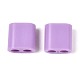ABSプラスチックビーズ  正方形  2穴  5~6mmコードに適合  プラム  15x15x8.5mm  穴：4.8mm&nbsp;OACR-N156-07F-1