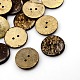 ココナッツボタン  2穴  フラットラウンド  ココナッツブラウン  25x3mm  穴：2mm&nbsp;X-COCO-I002-098-1