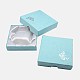 厚紙のブレスレットボックス  内部のスポンジ  バラの花の模様  正方形  淡いターコイズ  90x90x22~23mm&nbsp;CBOX-G003-14C-3