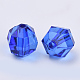 透明なアクリルビーズ  多面カット  ラウンド  ブルー  6x5.5mm  穴：1.3mm  約4500個/500g&nbsp;TACR-Q256-6mm-V44-3