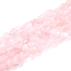 天然マダガスカル ローズクォーツビーズ連売り  ナゲット  タンブルストーン  8~11x7.5~9x4.5~7mm  穴：0.8mm  約42個/連  15.94''（40.5センチメートル）