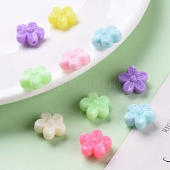 不透明なアクリルビーズ  花  ミックスカラー  15x15.5x7.5mm  穴：1.5mm  約645個/500g&nbsp;TACR-S154-40D