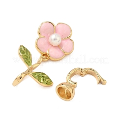 花柄真鍮エナメル折りたたみ留め具  ニッケルフリー  淡水パールと  18KGP本金メッキ  41.5mm&nbsp;KK-S531-33G-B