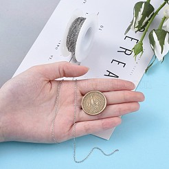 変色しにくい304ステンレススチールアズキチェーン  ハンダ付け  スプールで  フラットオーバル  ステンレス鋼色  1.6x1.3x0.3mm  約32.8フィート（10m）/ロール&nbsp;CHS-F007-01P-A