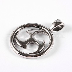 変色しにくい316サージカルステンレスペンダント  フラットラウンド  ステンレス鋼色  46x34x3mm  穴：9x5mm&nbsp;STAS-E070-44