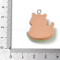 不透明樹脂ペンダント  葉っぱのお守りが付いた動物  プラチナアイアイピン  ライム  28x25x8.5mm  穴：2mm&nbsp;RE-CBAFA24-04