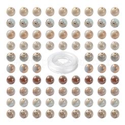 100個8mmナチュラルアクアテラジャスパービーズ  印象ジャスパー  印象ジャスパーと10mの伸縮性のあるクリスタル糸  DIYストレッチブレスレット作成キット用  8mm  穴：1mm&nbsp;DIY-LS0002-35