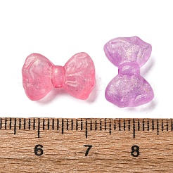 明るい不透明なアクリル ビーズ  ミックスカラー  グリッターパウダー付き  暗闇で光る  蝶結び  10.5x16x5.5mm  穴：1.6mm  約943個/500g&nbsp;OACR-G052-11C