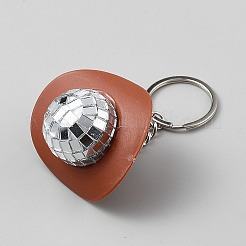 プラスチックキーホルダー  ガラスと鉄で  帽子  ミラーミラーボール  シエナ  96mm&nbsp;KEYC-WH0816-011P-D