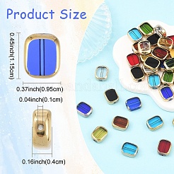 40個8色透明手作りランプワークビーズ  エッジメッキ  長方形  ミックスカラー  11.5x9.5x4mm  穴：1mm  5個/カラー&nbsp;LAMP-YW0004-31