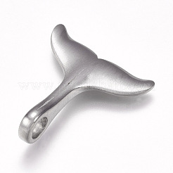 変色しにくい304ステンレススチールペンダント  マット  クジラの尾の形状  ステンレス鋼色  29x25.5x8mm  穴：4.5mm&nbsp;STAS-I082-05P