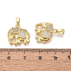真鍮マイクロパヴェクリアキュービックジルコニアペンダント  象のチャーム  18KGP本金メッキ  15.5x15x4mm  穴：4.5x2.5mm&nbsp;KK-Q073-04G