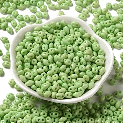 不透明なアクリルビーズ  ダブル穴  オーバル  黄緑  6x4.5x3.3mm  穴：1.2mm  約14516個/500g&nbsp;MACR-K359-04I