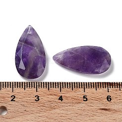 天然アメジストのファセットペンダント  ティアドロップチャーム  25x13x4mm  穴：1mm&nbsp;G-D082-01E