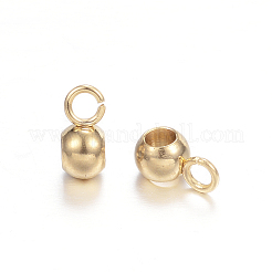 イオンプレーティング（IP）304ステンレス鋼チューブベイル  ループベイル  ラウンド  ゴールドカラー  7x4x3mm  穴：2mm  内径：2mm&nbsp;LS-STAS-G085-21G