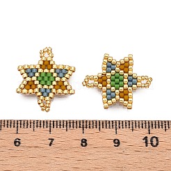 MIYUKI＆TOHO手作り日本のシードビーズリンク  織機模様  ユダヤ人のために  ダビデの星  カラフル  19.5~21x16~17x1.7mm  穴：1.5mm&nbsp;SEED-A027-Z16