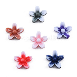 オペーク樹脂カボション  花  ミックスカラー  7x7.5x2.5mm&nbsp;CRES-N030-028