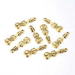 合金のチベット風チャーム  鉛フリー及びカドミウムフリー  バイオリン  アンティーク黄金  25x7.5x2mm  穴：2mm  約394個/459g&nbsp;LS-TIBEP-EA11011YKG-AG-LF