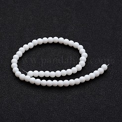 不透明カラーガラスラウンドビーズ連売り  ホワイト  10mm  穴：1mm  約32個/連  11インチ&nbsp;GLAA-I026-10mm-02