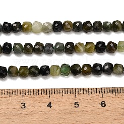ナチュラルグリーントルマリンビーズ連売り  多面カット  キューブ  4x4x4mm  穴：0.7mm  約95~97個/連  15.08~15.28インチ（38.3~38.8cm）&nbsp;GG-CBAA9B4-D01-02