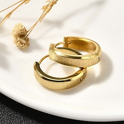 女性用304ステンレスフープピアス  316サージカルステンレススチール製耳ピン付き  イオンプレーティング（ip）  リング  ゴールドカラー  20x5mm&nbsp;EJEW-C096-44G