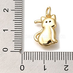 ラックメッキ真鍮チャーム  カドミウムフリー＆鉛フリー  長持ちメッキ  猫のチャーム  丸カン付き  18KGP本金メッキ  16x11x4mm  穴：3mm&nbsp;KK-I720-07G