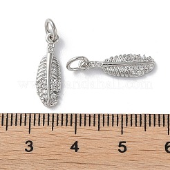 ラックメッキ真鍮製キュービックジルコニアチャーム  鉛フリー＆カドミウムフリー  羽  プラチナ  17x5.5x2mm&nbsp;KK-M272-08P