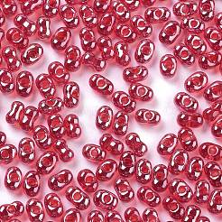 ガラスシードビーズ  透明色光沢  ピーナッツ  カメリア  2~2.5x4x2mm  穴：0.8~0.9mm  約15000個/ポンド&nbsp;SEED-A033-01A-03