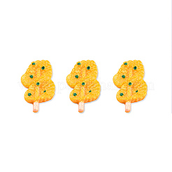 不透明樹脂デコデンカボション  模造食品  プラチナメッキ鉄ループとキラキラパウダー付き  焼きホタテ  ゴールド  30~30.5x19~20x5.5mm&nbsp;CRES-N021-162