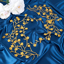 綿刺繍装飾アクセサリー6個  アップリケ  花  ゴールド  450~470x1mm&nbsp;AJEW-GF0014-16C
