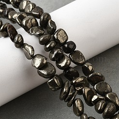 天然黄鉄鉱ナゲット連売りをビーズ  タンブルストーン  8~10x6~8mm  穴：1mm  約15.7インチ&nbsp;G-I125-82