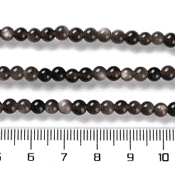 天然銀黒曜石ビーズ連売り  ラウンド  4.5mm  穴：0.7mm  約91個/連  14.92インチ（37.9cm）&nbsp;G-S150-20A-4mm