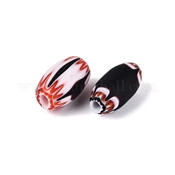 手作りのミルフィオリガラス樽ビーズ  シェブロンビーズ  レッドオレンジ  19~25x10~16mm  穴：0.5~5mm&nbsp;LS-LA-N002-09A