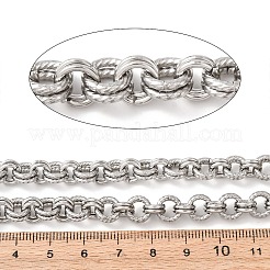 ダブルリンク304ステンレス鋼アズキチェーン  テクスチャ加工された丸型ロロチェーン  溶接されていない  スプールで  ステンレス鋼色  8x1.5ミリ＆7x1mm&nbsp;CHS-G049-03P-01