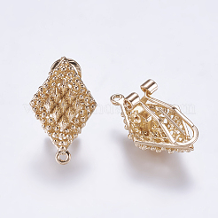 合金製スタッドピアスパーツ  カン付き  菱形  ミックスカラー  25.5x16mm  穴：1mm  ピン：0.7mm&nbsp;PALLOY-F201-11