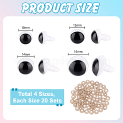 80セット4スタイルの樹脂製アイアクセサリーとドールアイメイキング付き  ガスケット付き  ブラック  10~16mm  20セット/スタイル&nbsp;DIY-PH0029-65