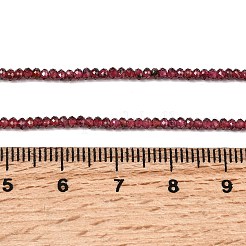 天然石ガーネットビーズ連売り  ロンデル  多面カット  2x1mm  穴：0.5mm  約380個/連  14.96''（38センチメートル）&nbsp;G-RM241221-T1