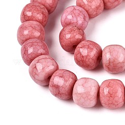 グラデーション染めガラスビーズ連売り  イミテーション翡翠  バレル  インディアンレッド  10~10.5x8~8.5mm  穴：1~1.4mm  約87~93個/連  29.33~31.30インチ（74.5~79.5cm）&nbsp;GLAA-N067-01A-10