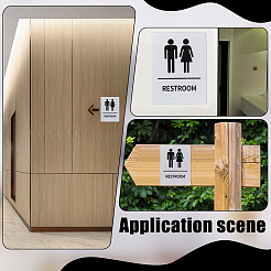 粘着式アクリル製女性用・男性用トイレサイン2個  長方形  ブラック  200x150x20mm&nbsp;AJEW-WR0003-30A