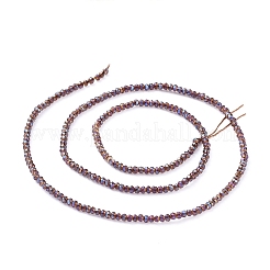電気メッキガラスビーズセット  フル虹メッキ  多面カット  ロンデル  ダークスレートブルー  2x1.5mm  穴：0.6mm  約208~220個/連  34~36cm&nbsp;EGLA-F149-FR-05