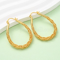 真鍮ティアドロップフープピアス  ニッケルフリー  18KGP本金メッキ  43x31x4.5mm&nbsp;EJEW-A143-10G
