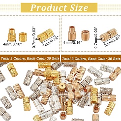 180セット6スタイル真鍮製ネジ留め金  ネックレス作り用  ミックスカラー  7~8x3.5~4mm  穴：0.7mm  約 30 セット/スタイル&nbsp;KK-NB0002-79