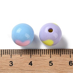 ツートンの不透明アクリルビーズ  ラウンド  ハート  12mm  穴：2.2mm  約505個/500g&nbsp;SACR-I005-07B